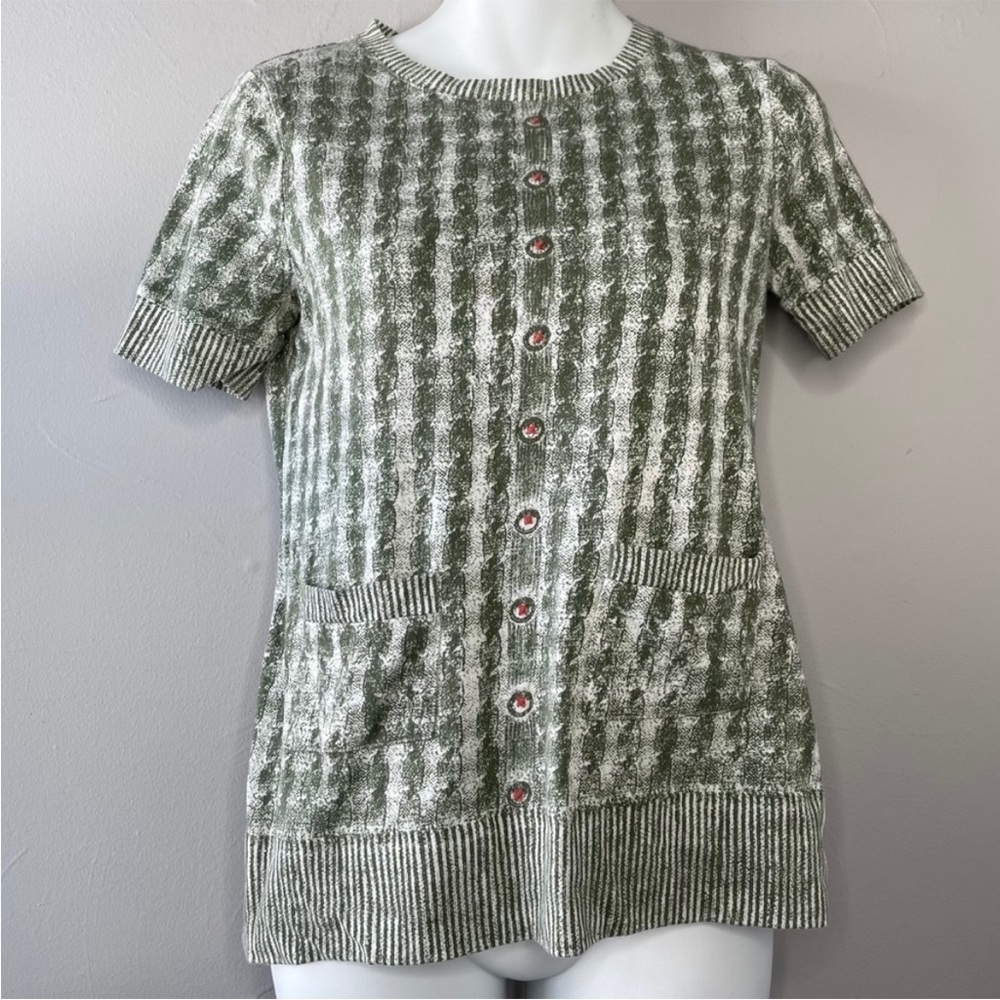 PILCRO AND THE LETTERPRESS Anthropologie Green Contrary To Winter Tee Size Small